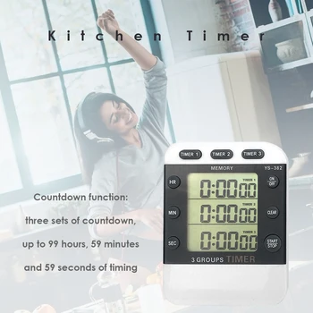 Holdbart Køkken Timer-Torvet 3-vejs Digitalt Display Nedtælling Mad Madlavning Alarm Temporizador Hjem Forsyning Køkken Værktøjer