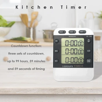 Holdbart Køkken Timer-Torvet 3-vejs Digitalt Display Nedtælling Mad Madlavning Alarm Temporizador Hjem Forsyning Køkken Værktøjer