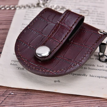 1PC brun vintage pu læder kæde lommeur indehaveren opbevaring tilfælde, box pouch taske Nye Mode