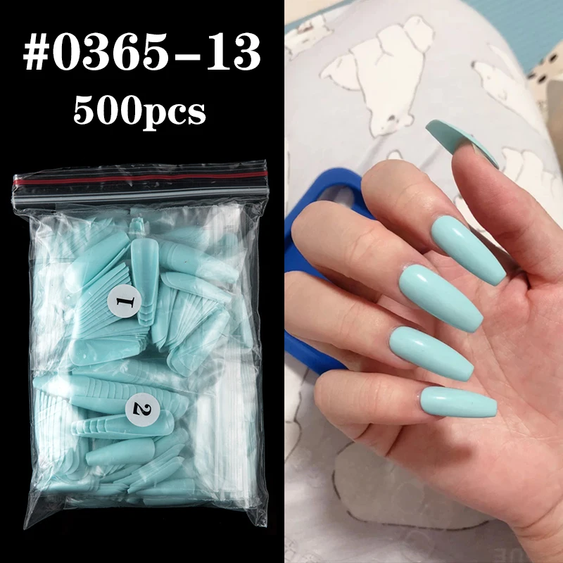 500pcs/taske lang kiste form falske negle abs ballerina aftagelig nail art tips naturlig slik tryk på negle manicure / Søm Værktøjer - www.2convert.dk
